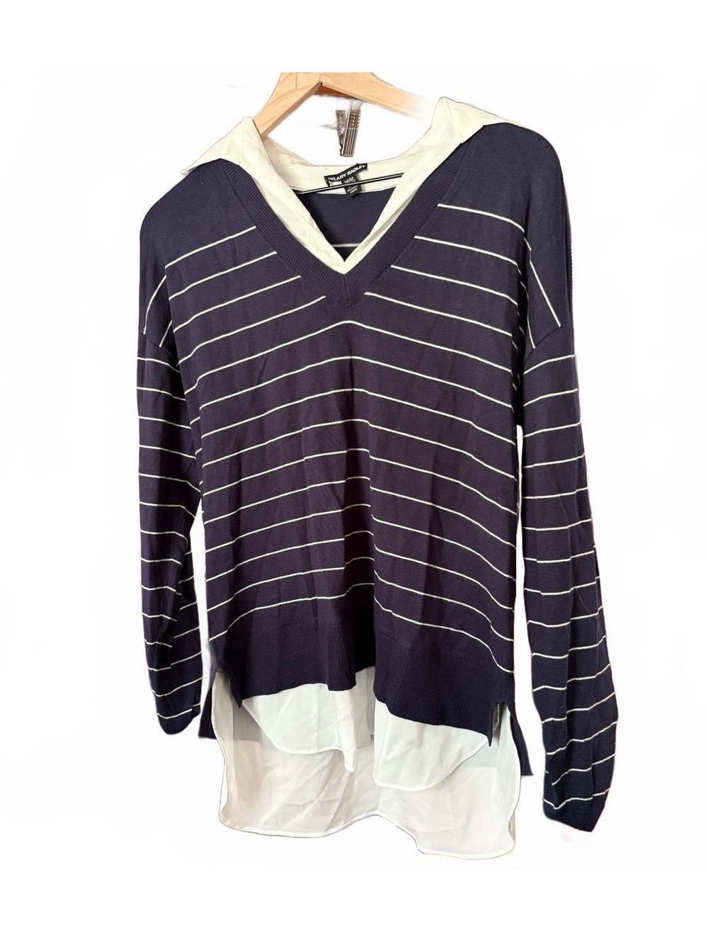 Hilary Radley Women's Collared V-Neck Soft 2-fer Sweater - woman’s medium